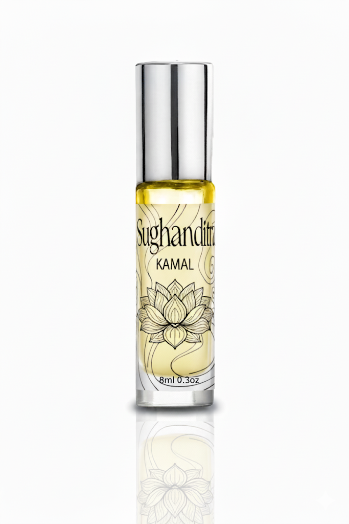 Sugandhitra Kamal perfume bottle on a white background